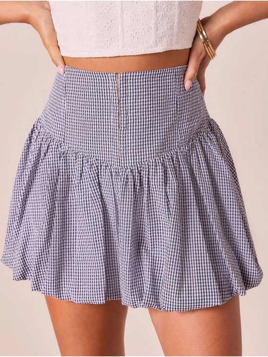 Vici Dresses & Skirts - VICI Black White Gingham Bubble Hem Mini Skirt Medium Zip Back NWOT